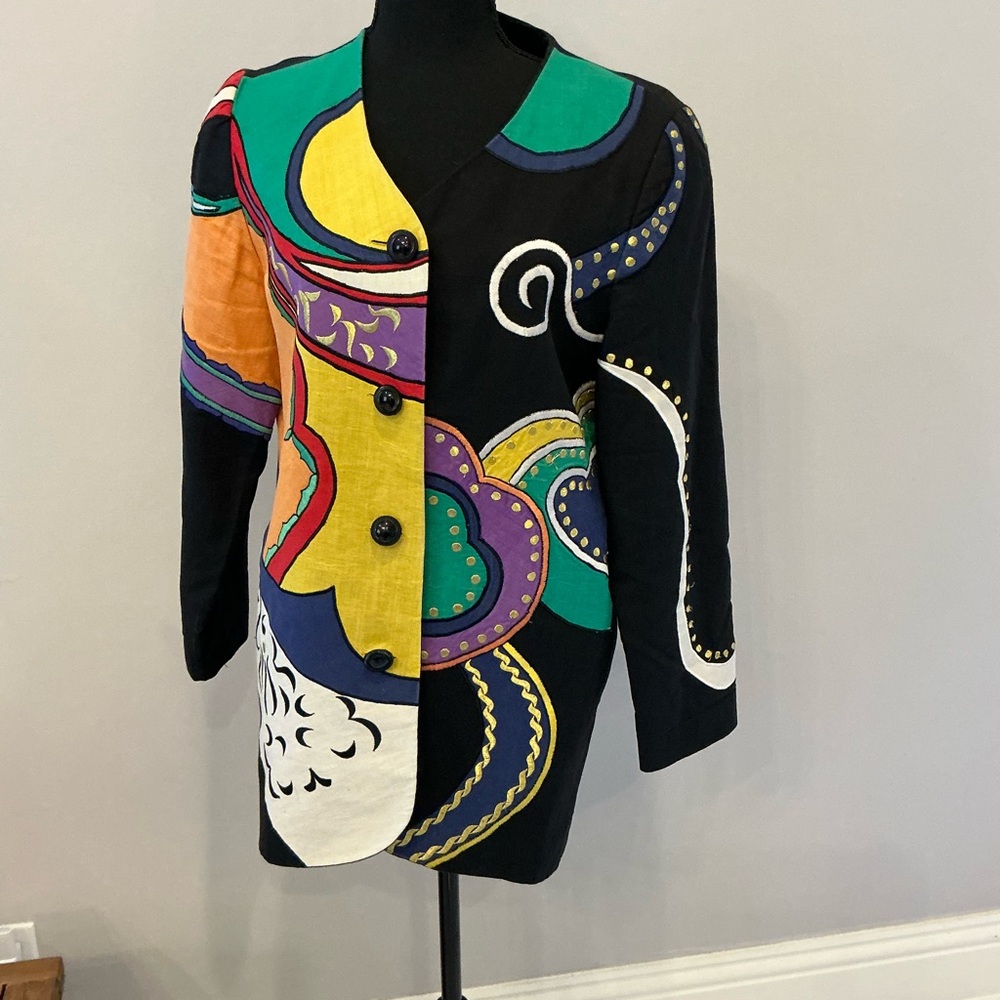 Colorful Abstract Button-Up Jacket